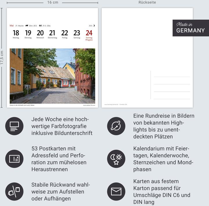 Produktbild Harenberg Schweden Sehnsuchtskalender 2026 - Wochenkalender mit 53 Postkarten