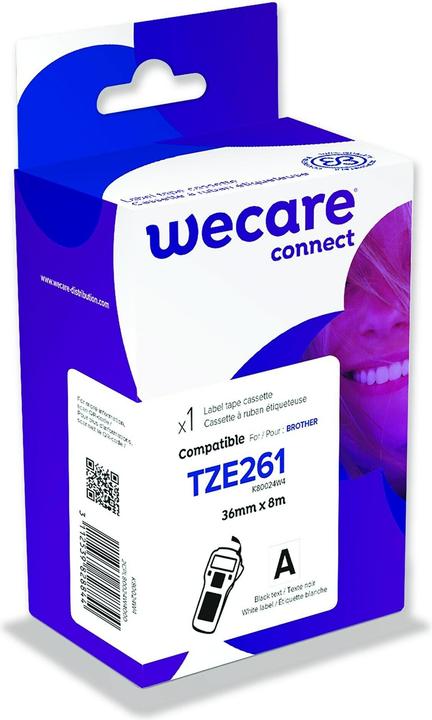 Produktbild Wecare Schriftband kompatibel zu BROTHER TZE-261 schwarz auf weiss (3.60 cm, Weiss)