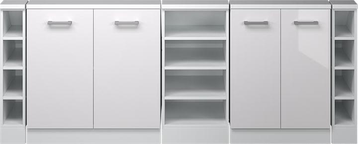 Produktbild Vicco Küchenschrank für Dachschrägen R-Line, Weiss Hochglanz/Weiss, 215 cm 5er Set (210 x 46 x 81.60 cm)