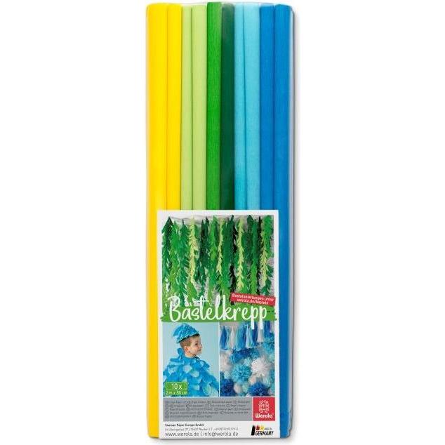Werola, Bastelpapier, Krepppapier Maritim farbsortiert 31 g/qm 10 Rollen (31 g/m², 10 x)