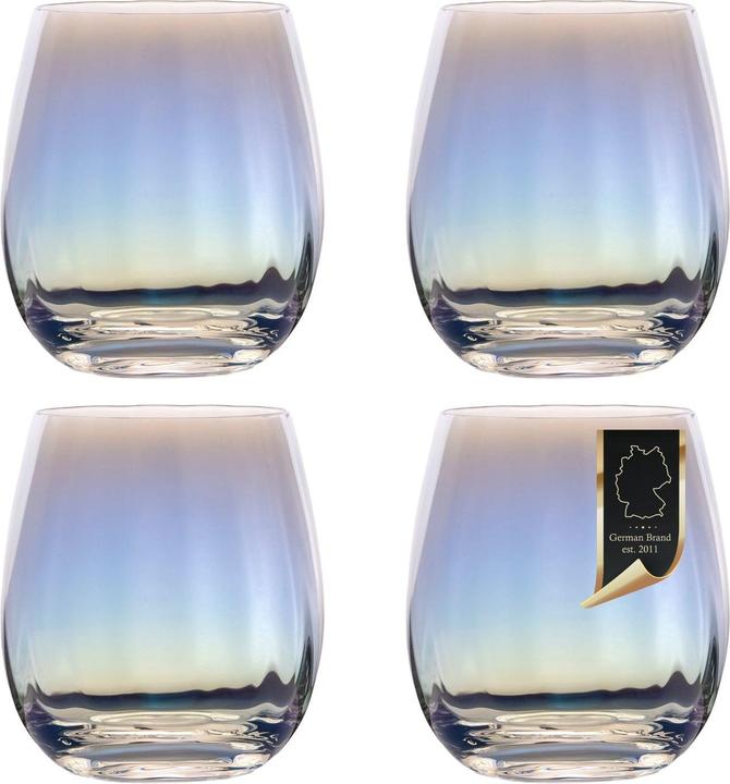 Produktbild Intirilife Trinkglas Set Regenbogen Schimmer Wellenform (0.38 l, 4x)