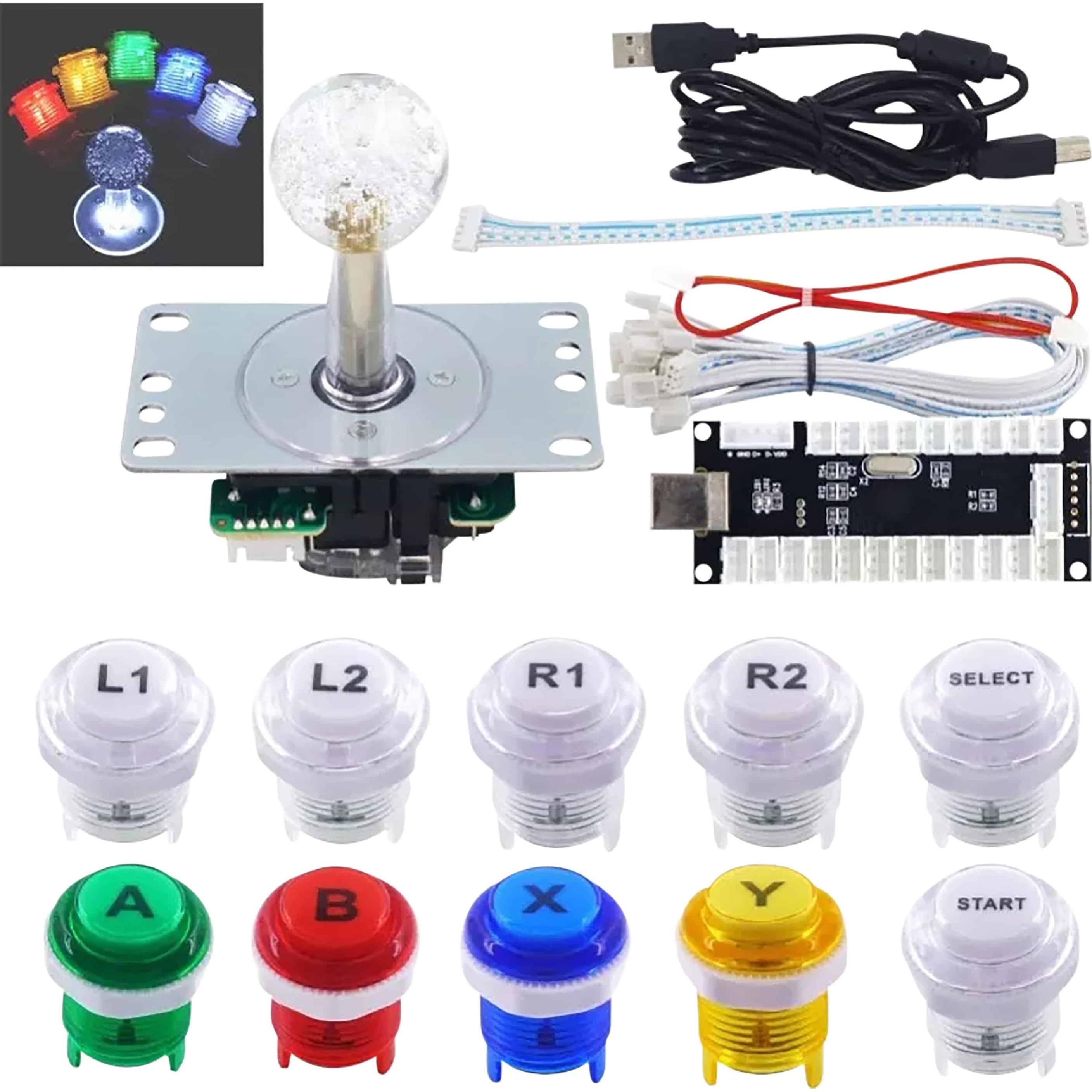 NoName Kit di pulsanti e joystick arcade retroilluminati a LED - Multicolore (Lampone Pi 3), Controller gaming, Multicolore