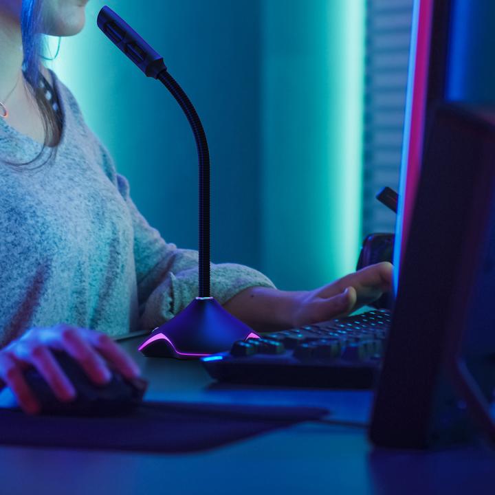Produktbild CSL Standmikrofon, USB Desktop Mikrofon mit RGB Beleuchtung, RMP 900 Tischmikrofon, für Gaming & Podcast