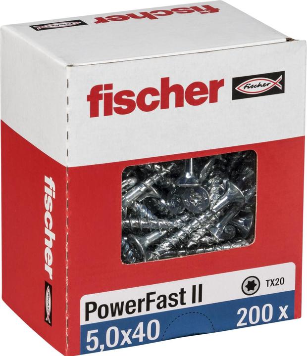 Actual product image Fischer Power-Fast II FPF II chipboard screw 5,0x40 mm 200 pieces ( 670372 ) countersunk head with Torx Te (200 Screws per piece)