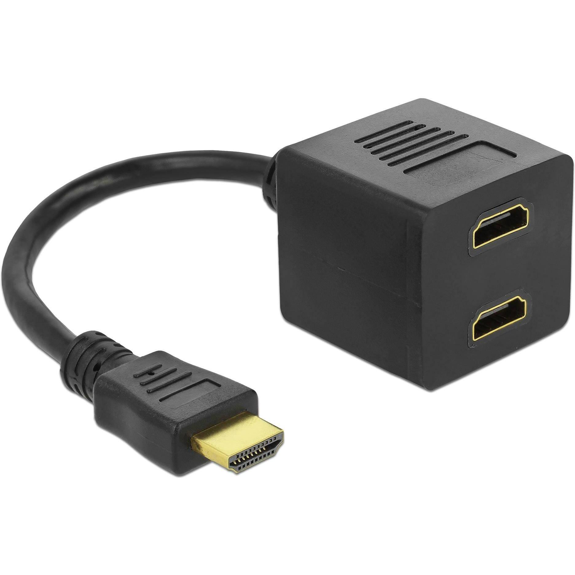 Thumbnail - Delock HDMI zu 2x (HDMI, 15 cm), Data + Video Adapter, Schwarz