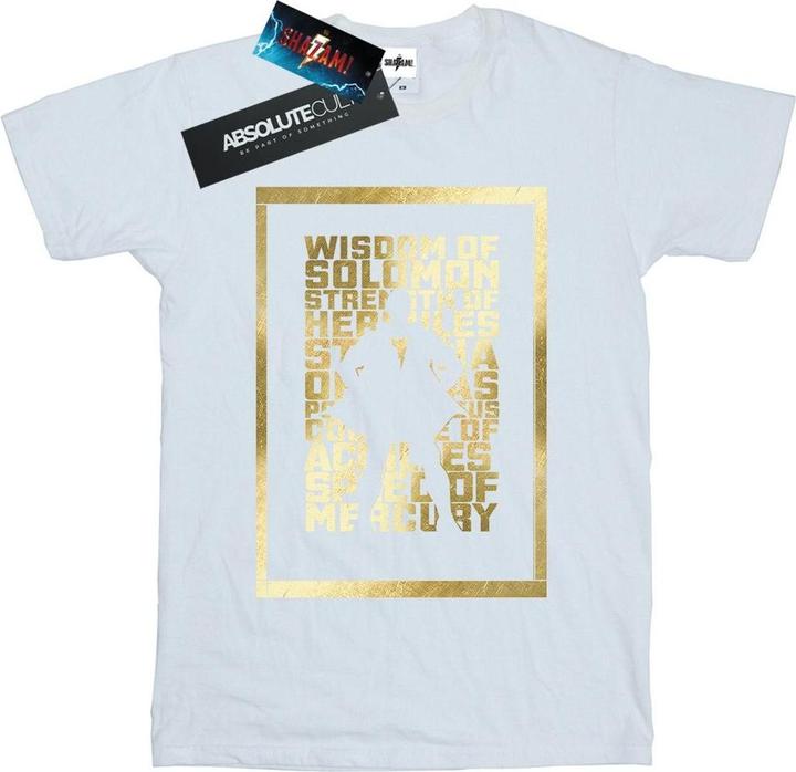 Actual product image Girls Shazam Gold Text Cotton T-Shirt (152, 158)