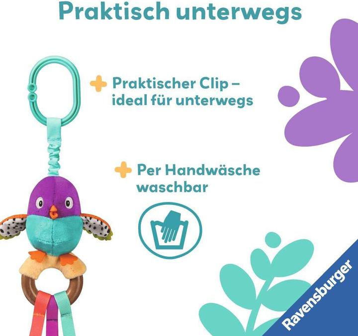 Immagine prodotto Ravensburger 4853 play+ uccello cinguettante, giocattolo da afferrare in legno, peluche con pancia cinguettante