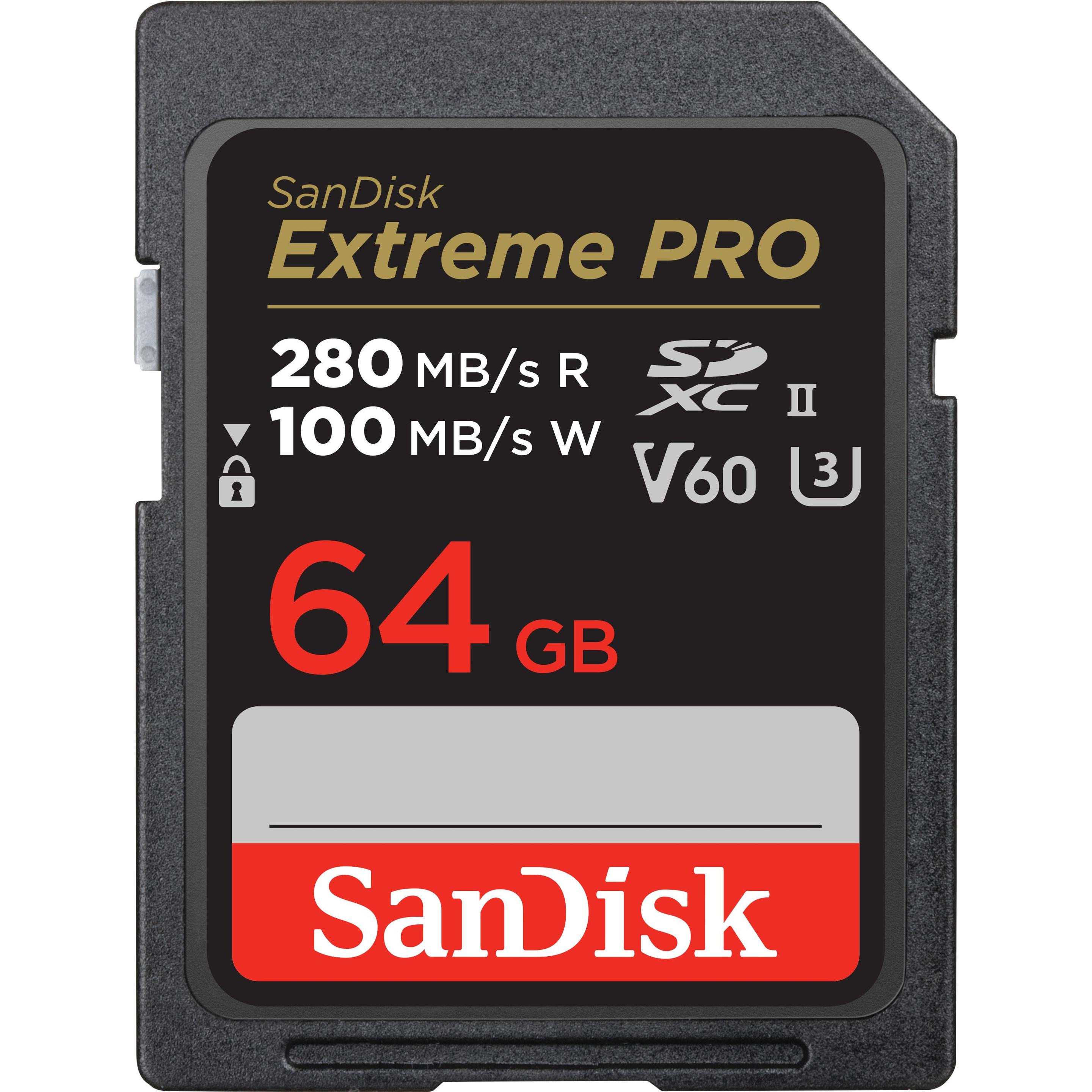 Sandisk Rosso Extreme Pro Uhs-Ii V60 (64 Gb, Sdxc, U3, Uhs-Ii), Scheda Di Memoria,