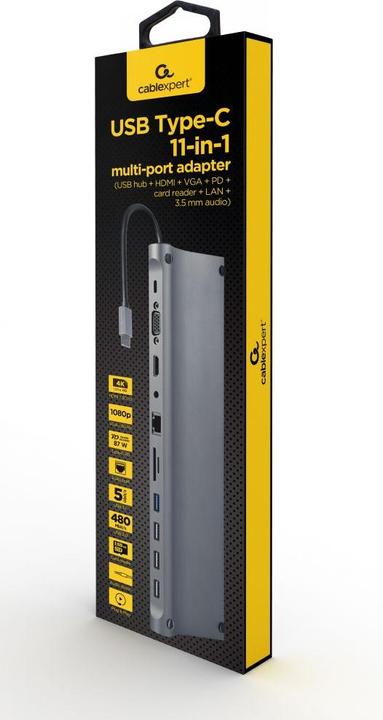 Actual product image Gembird Multiport-Adapter (USB-C, 11 Ports)