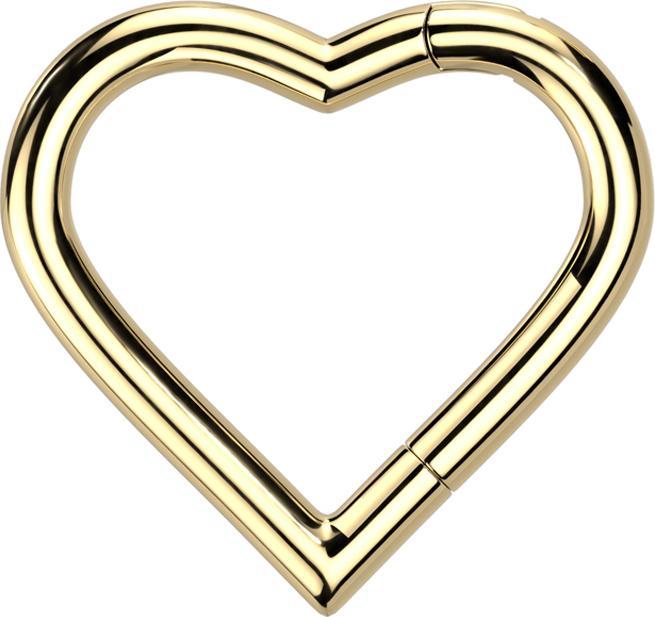 Produktbild Star Piercing Micro Segmentring klappbar vergoldet Herz (ohne Messing, Titan)