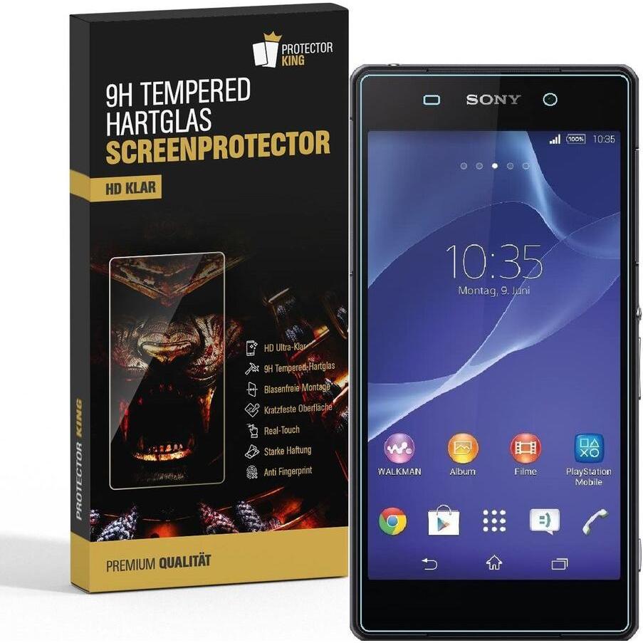 Protectorking 3x echtes Tempered 9H Panzerhartglas 3D KLAR (3 Stück, Sony Xperia Z2), Smartphone Schutzfolie
