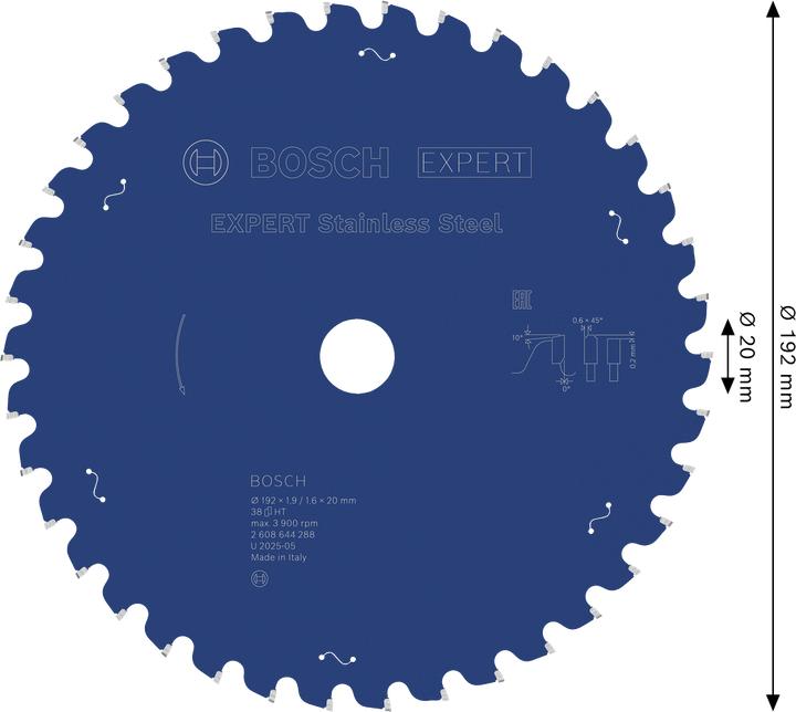 Produktbild Bosch Professional Zubehör Kreissägeblatt Expert for Stainless Steel, 192 x 20 x 1,9 x 38