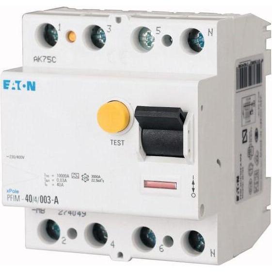 Eaton, Schutzschalter, RCCB 25A 30mA 4P Type A