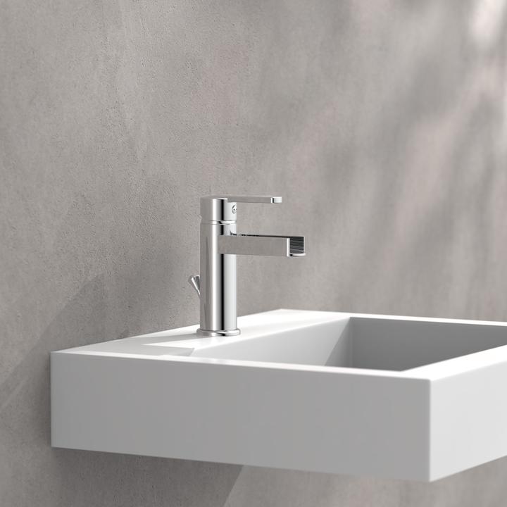 Actual product image Schütte Bathroom tap NIAGARA basin mixer chrome waterfall single lever mixer 26110
