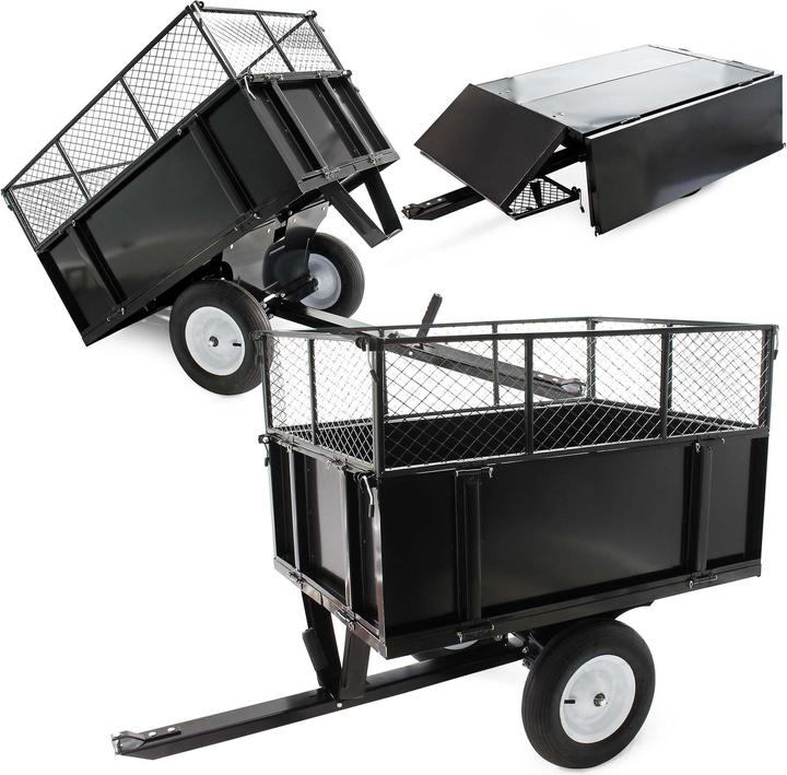 Produktbild Wiltec Kippanhänger 166,5x77,5x106cm 300kg Rasentraktor Kipper Kippmulde Garten (Rasentraktor)