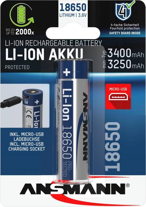 Ansmann Li-Ion battery 18650 (1 pcs., 18650, 3400 mAh)
