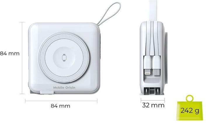 Image du produit Mobile Origin Powerbank & Travel Charger Lightning/USB-C Cable MagSafe/AW/iPhone Compatible white Powerbank -... (10000 mAh)