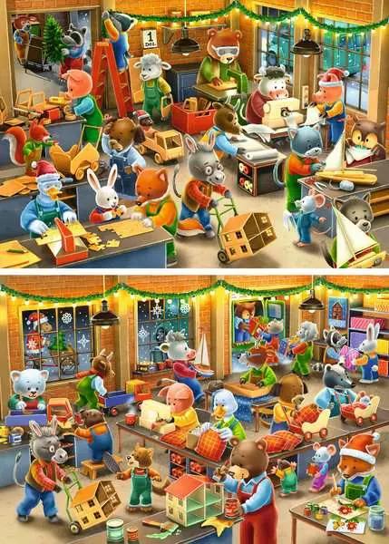 Produktbild Ravensburger Children's puzzle 2x12 Teile - Weihnachtswerkstatt (24 Teile)