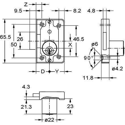 Thumbnail - Magni, Türschloss + Schliesszylinder, Zyl.Riegelschloss D30mm rs Zyl.matt.vern. (Zylinderschlüssel)