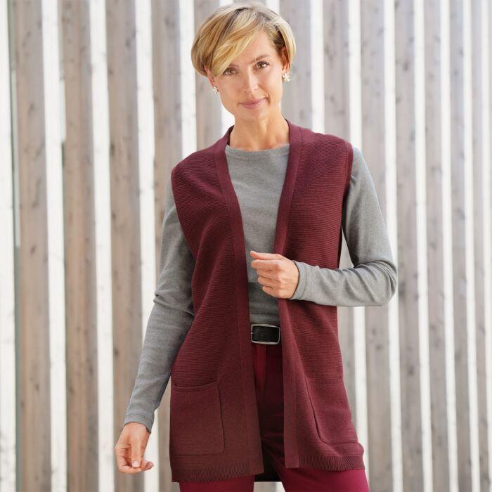 Image du produit Beverly Cardigan, sans manches, structure côtelée (S)