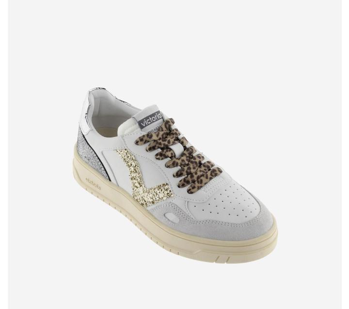 Image du produit Victoria Baskets en effet cuir blanc et or femme (39)