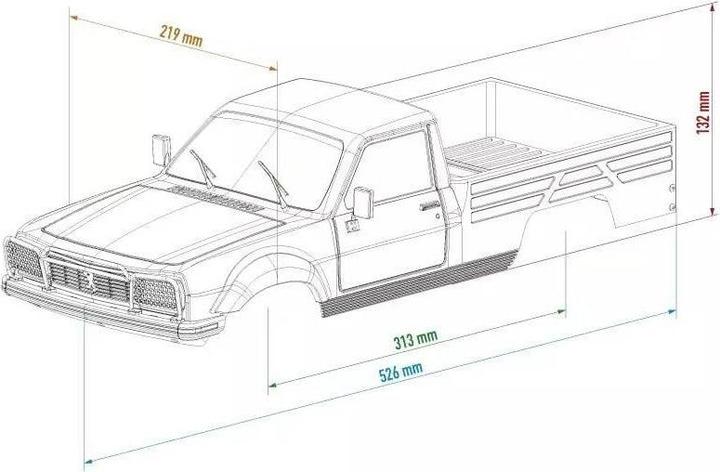 Image du produit Hobbytech Carrosserie Peugeot 504 Pick-Up non peinte, 1:10