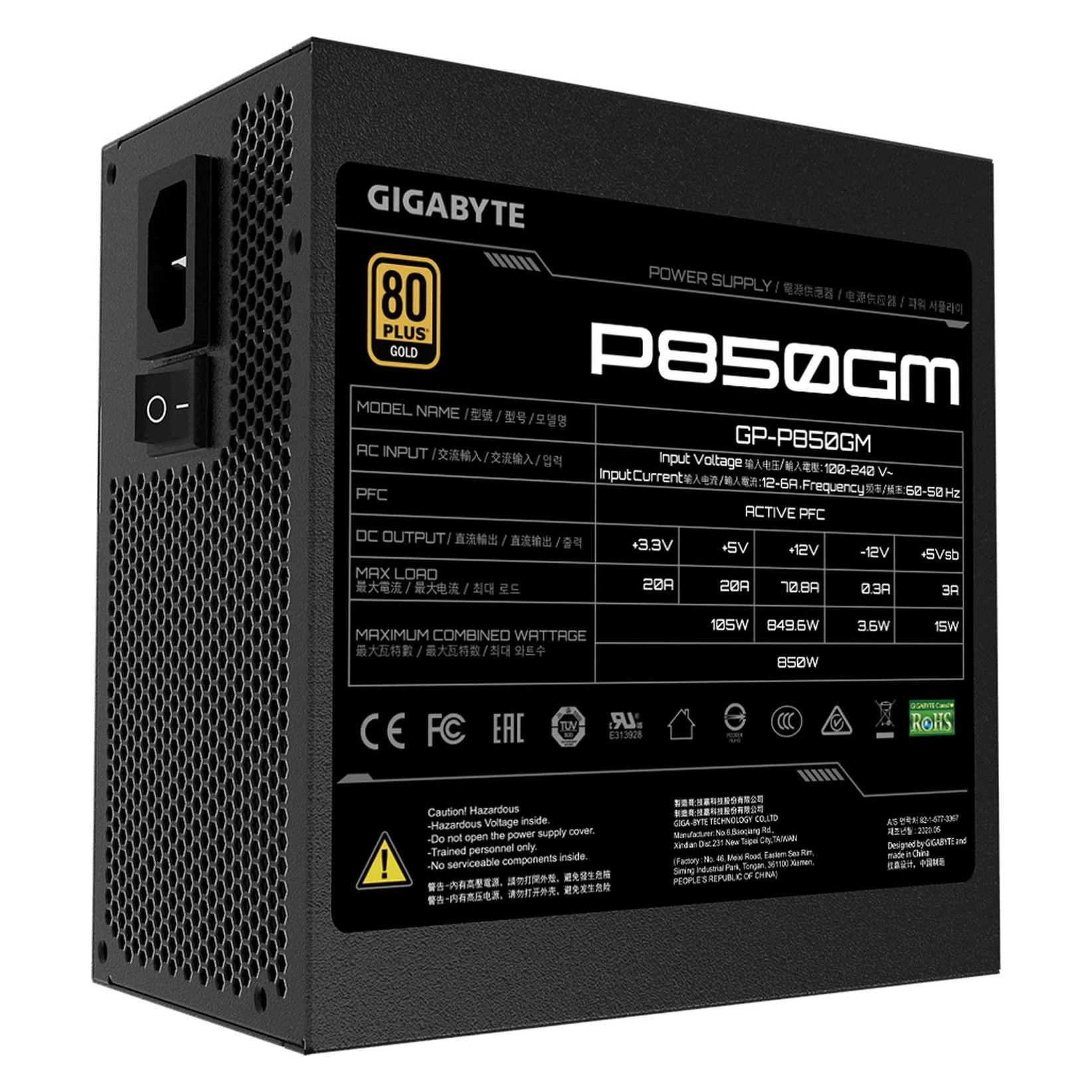 Gigabyte P850GM (850 W), PC Netzteil, Schwarz