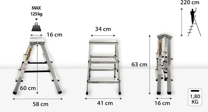 Actual product image Drabest Trittleiter (Stile, 58 cm)