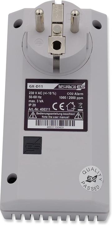 Produktbild Schabus Luftgütesensor CO2 Steckdosen Warngerät GX D11