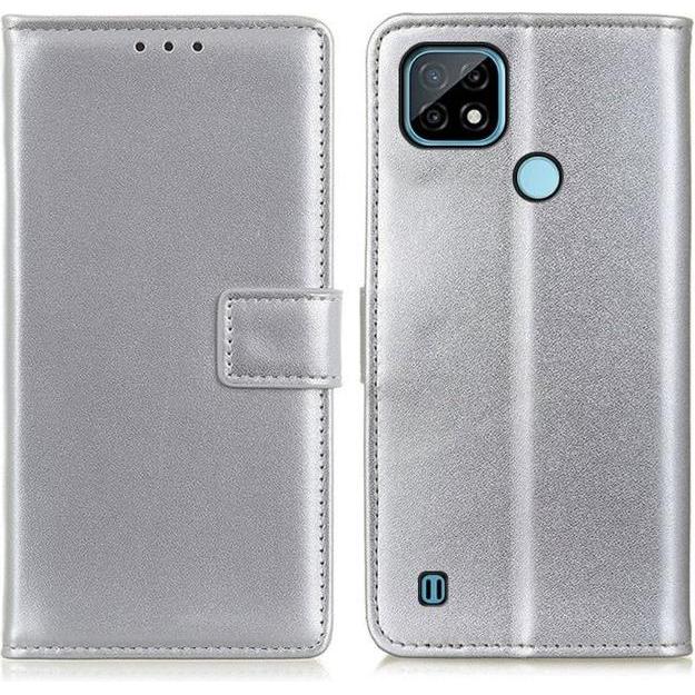 Thumbnail - MU Classic Classic II Leder Bookcover Series (Realme C21), Smartphone Hülle, Silber