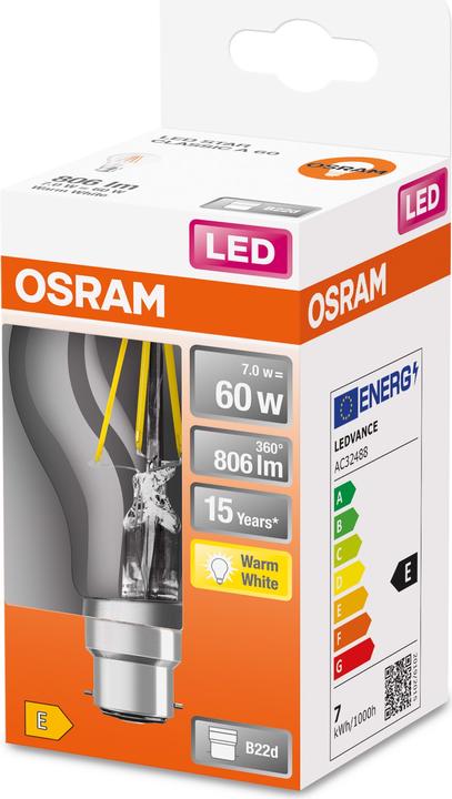 Actual product image Osram Led Retrofit Classic A (B22d, 806 lm, 1x)