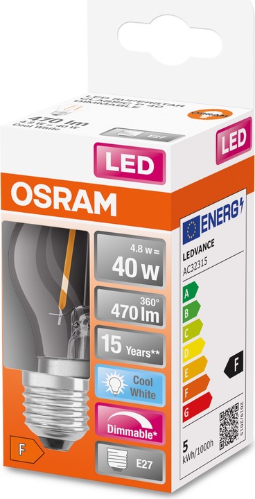 Produktbild Osram Led Retrofit Classic P (E27, 4.80 W, 470 lm, 1 x, F)