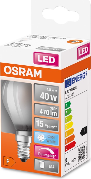 Produktbild Osram Led Retrofit Classic P (E14, 4.80 W, 470 lm, 1 x, F)