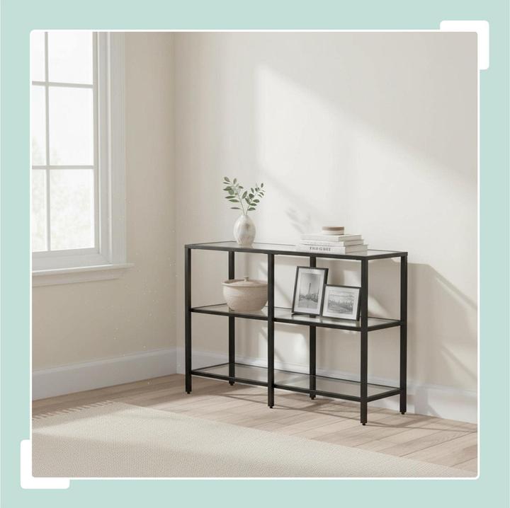 Actual product image Relaxdays Konsolentisch mit 3 Glasablagen (100 x 30 x 73 cm)