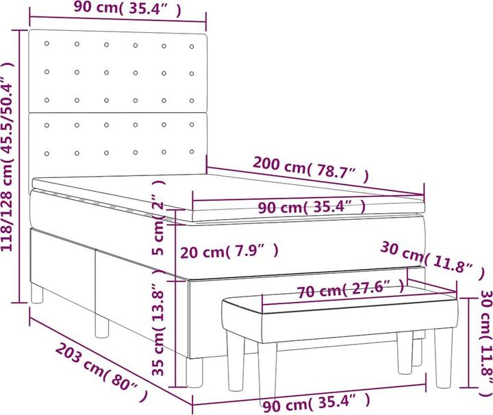 Actual product image vidaXL Boxspringbett (90 x 200 cm)