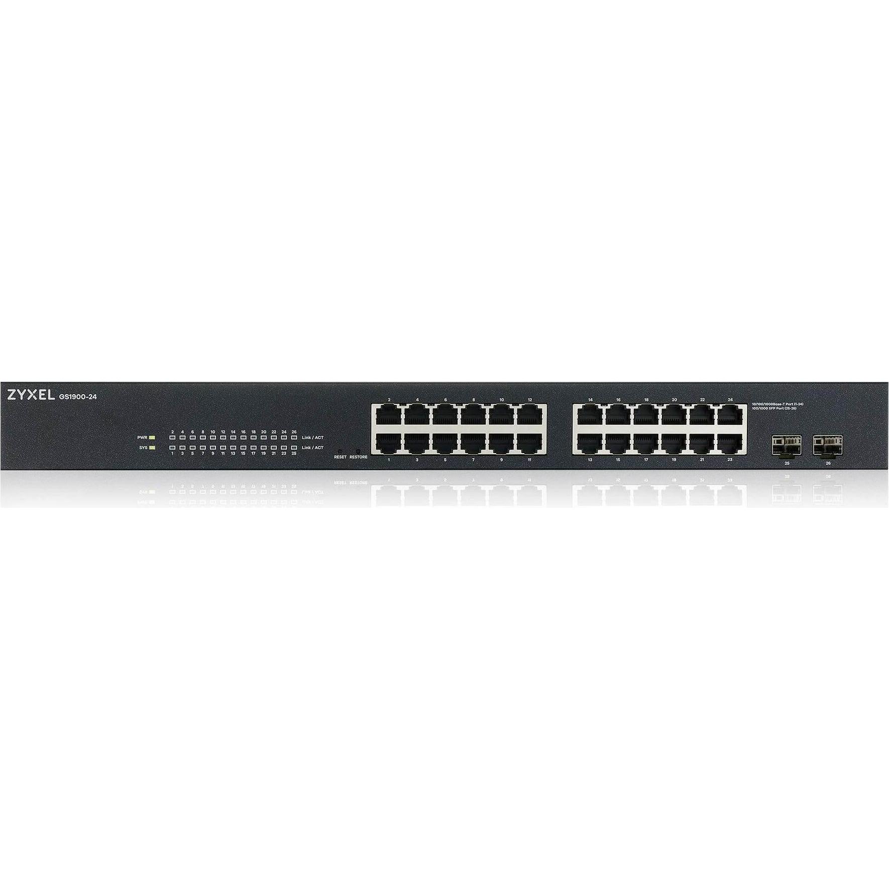 Thumbnail - Zyxel GS1900-24 v2 (26 Ports), Netzwerk Switch, Schwarz