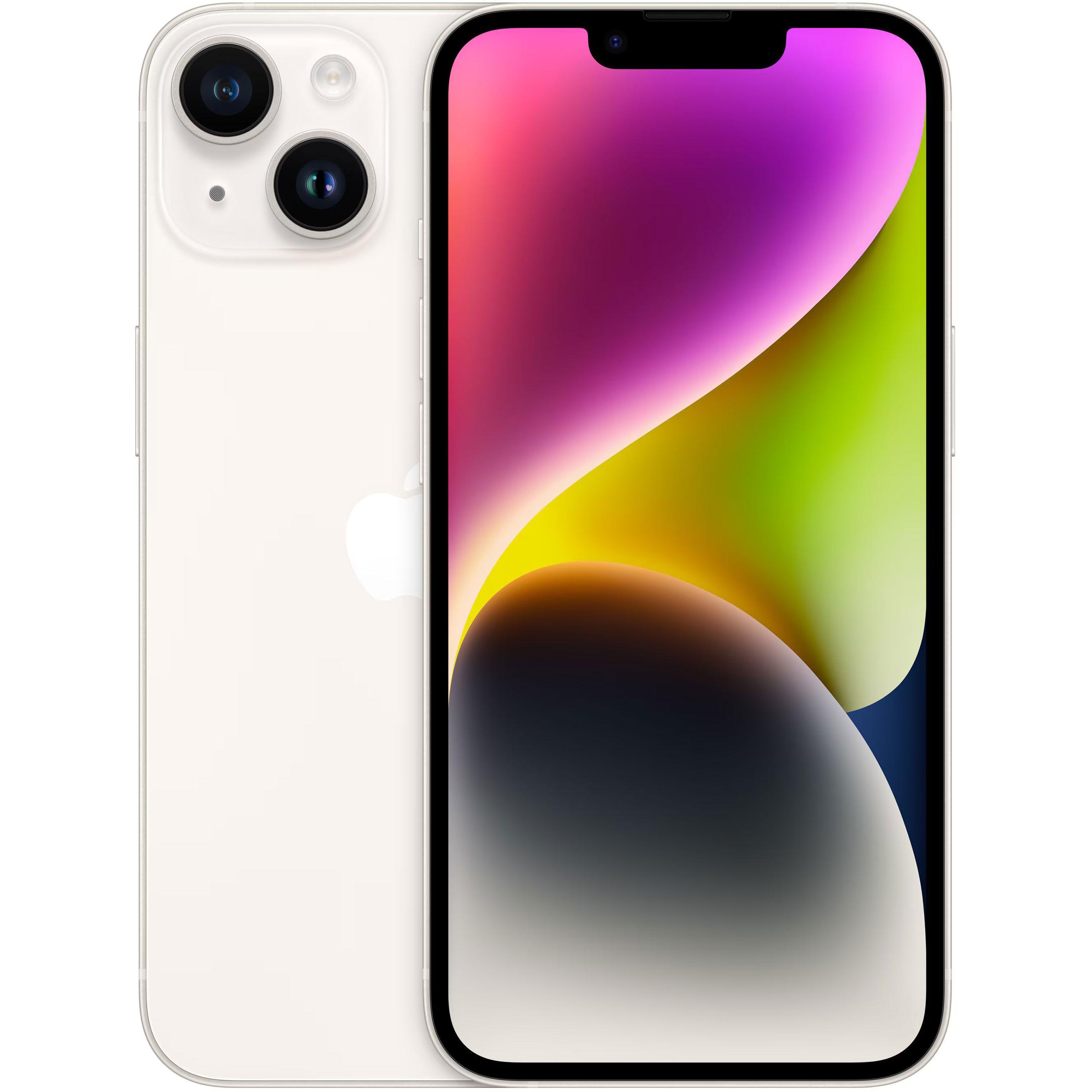 Apple iPhone 14 (256 GB, Starlight, 6.10", SIM + eSIM, 12 Mpx, 5G), Smartphone, Silber