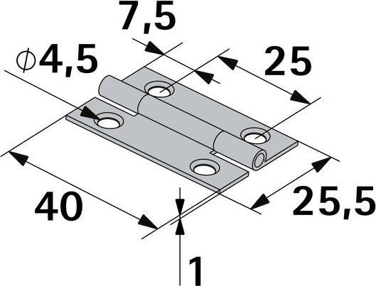 Actual product image Hettich Scharnier Stahl schwarz 40x25 mm 2 Stck (2 pcs.)