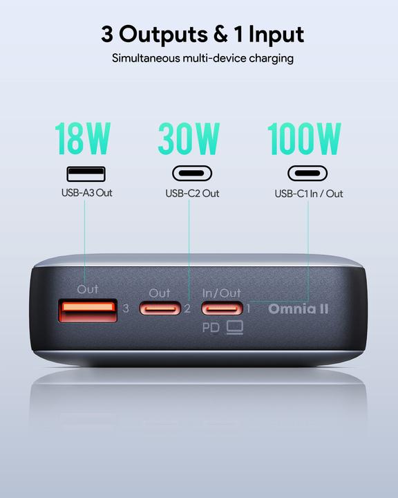 Actual product image Aukey Sprint X (20000 mAh, 130 W, 77 Wh)