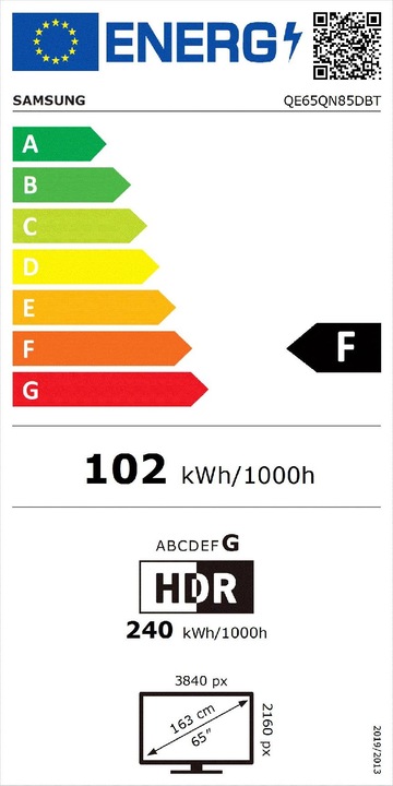 Energie-Label Samsung QE65QN85DBTXXH (65", QN85D, NeoQLED, 4K, 2024)