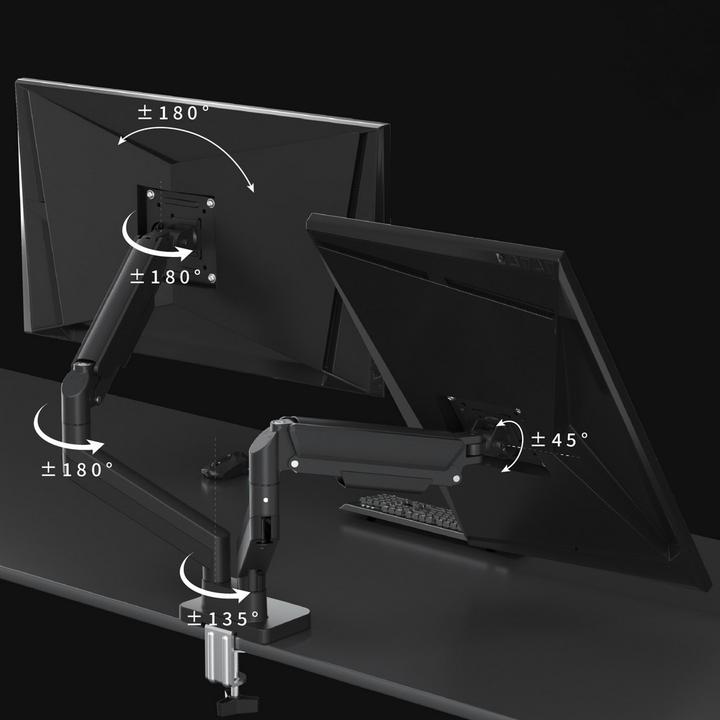 Actual product image Gembird Schreibtisch montiert einstellbare Doppelmonitorarm 17 "-32" Schwarz (Table, 32", 10 kg)