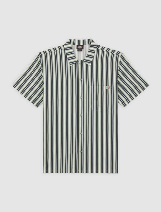 Dickies Multi Stripe Work Shirt Ss Iceberg Green