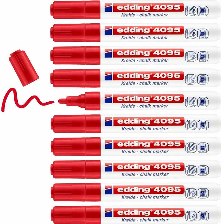 Energie-Label Edding Kreidemarker (4095/002/CZ ED) (Raudona (Rot), 3 mm, 10 x)