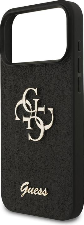 Actual product image Guess Back panel cover Apple iPhone 17 Pro Max Fixed Glitter 4G Metal Logo Case Black (Apple iPhone 17 Pro Max)