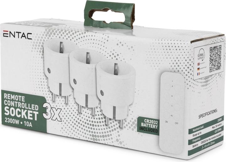 Produktbild Entac IR Steckdoseadapter Ferngesteuert, 3er Set weiss