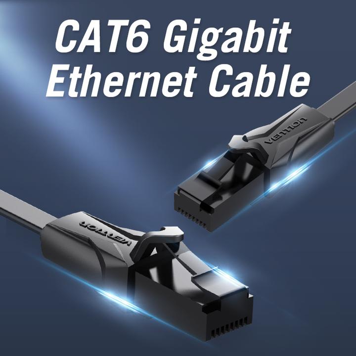 Actual product image Vention Flat Cat.6 UTP Patch Cable 5m Black (U/UTP, CAT6, 5 m)