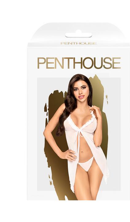 Produktbild Penthouse Lingerie After sunset - Ruffle babydoll with thong, 2 pieces - white (L, XL)