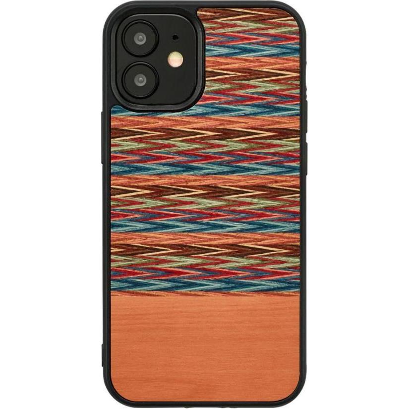 Man.Wand Custodia &WOOD per iPhone 12 mini a quadretti marroni juodas (Apple iPhone 12 mini), Cover smartphone, Marrone