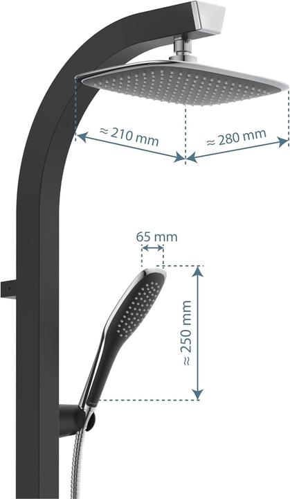Produktbild Schütte Regendusche Bad MADAGASKAR Überkopfbrause-Set Schwarz matt Chrom Duschsystem Regenbrause 60060