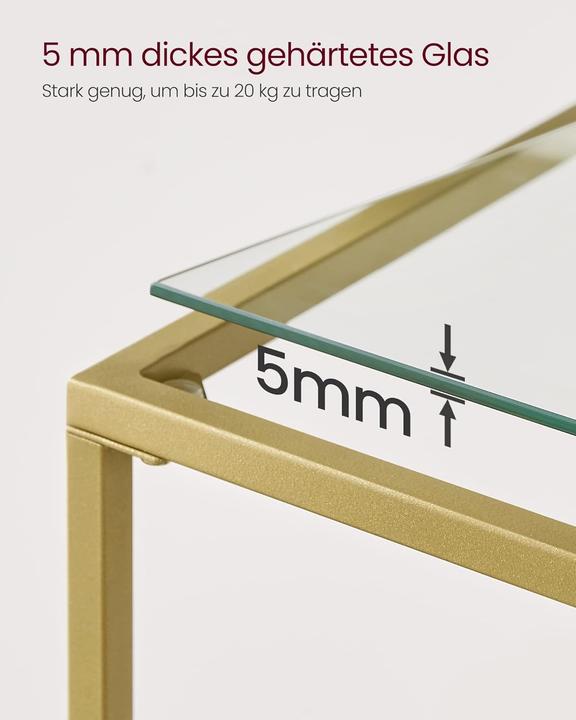 Actual product image Vasagle Console table glass gold 100.0 x 35.0 x 80.0 cm (100 x 35 x 80 cm)
